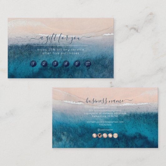 PixDezines Deep Blue Sea Beach Reward Card Visitenkarte (Vorne/Hinten)