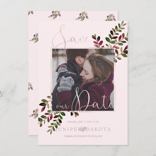 PixDezines DELICATE LIEBE BLUSH PINK DIY HINTERGRU Save The Date (Vorne/Hinten)