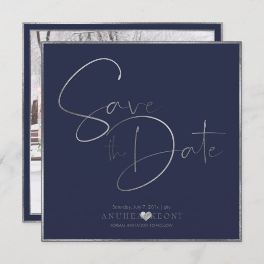 PixDezines DELICATE LIEBE IMITATS SILVER|BOTANICA Save The Date (Vorne/Hinten)