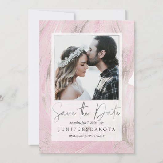 PixDezines Desert Stone Blush Pink Silver Einladung (Vorderseite)