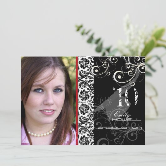 PixDezines Desiree Damask, 2011 Abschluss Einladun Einladung (Stehend Vorderseite)