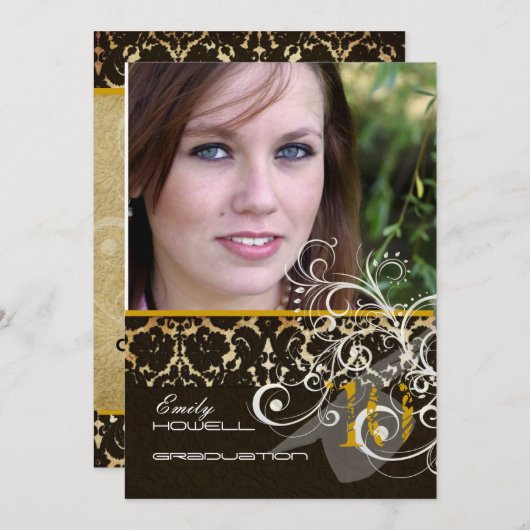 PixDezines Desiree Damask/2011 Abschluss Einladung (Vorne/Hinten)