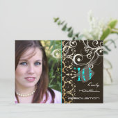 PixDezines Desiree Damask/2013 Abschluss Einladung (Stehend Vorderseite)