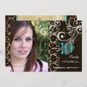 PixDezines Desiree Damask/2013 Abschluss Einladung (Vorne/Hinten)