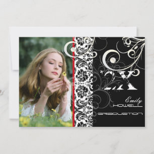 PixDezines DESIREE DAMASK+SWIRLS, GRADUATION Einladung