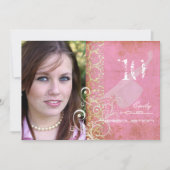 PixDezines Desiree Damask/Vintag+Pink Einladung (Vorderseite)