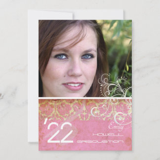 PixDezines Desiree Damask/Vintag+Pink Einladung