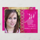 PixDezines Desiree Damask/Vintag/Wirbel Einladung (Vorne/Hinten)