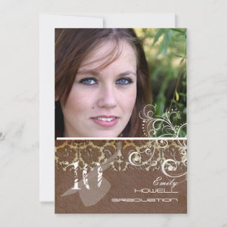 PixDezines Desiree Damask+Wirbel Abschluss Einladung