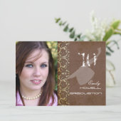 PixDezines Desiree Damask+Wirbel Abschluss Einladung (Stehend Vorderseite)