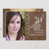 PixDezines Desiree Damask+Wirbel Abschluss Einladung (Vorne/Hinten)