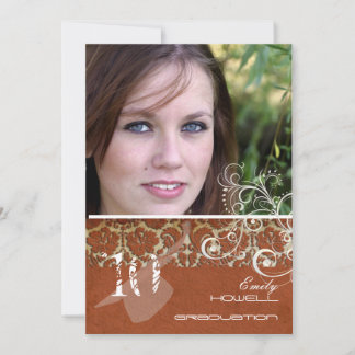 PixDezines Desiree Damask+Wirbel Abschluss Einladung
