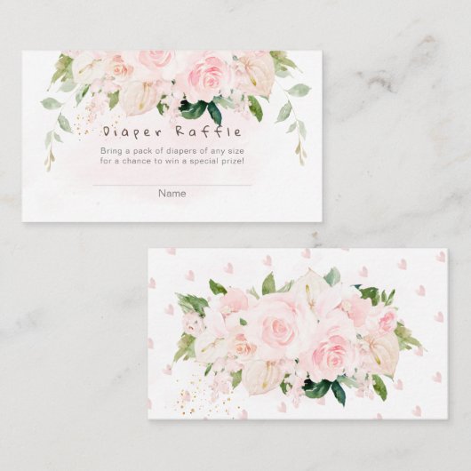 PixDezines Diaper Raffle Blush Rose Anthuriums Platzkarte (Vorne/Hinten)