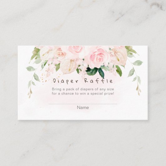 PixDezines Diaper Raffle Blush Rose Anthuriums Platzkarte (Vorderseite)
