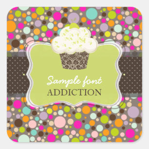 PixDezines-Dickfarben/Kaugummi+Schlüssellime-Kuche Quadratischer Aufkleber