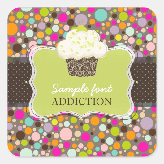 PixDezines-Dickfarben/Kaugummi+Schlüssellime-Kuche Quadratischer Aufkleber (Vorderseite)