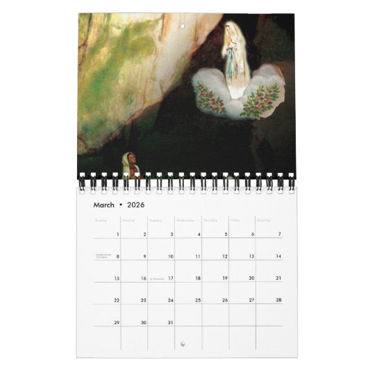 PixDezines die Jungfrau Mary/Anscheinungen jedes J Kalender (Mär 2026)