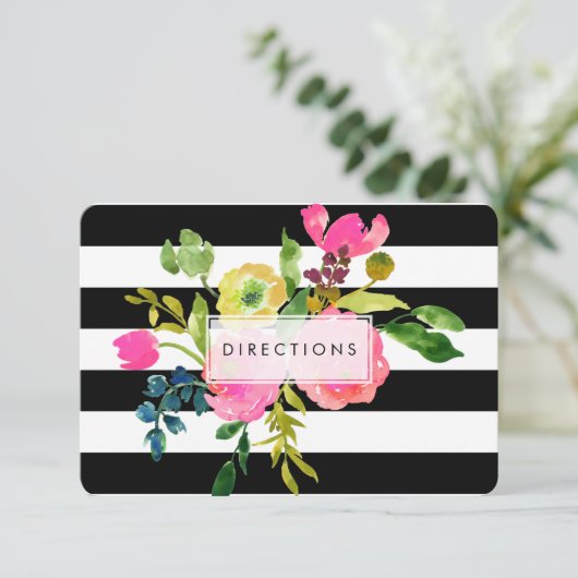 PixDezines Directions Floral Mitzvah/DIY bckgrnd Begleitkarte (Stehend Vorderseite)