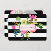 PixDezines Directions Floral Mitzvah/DIY bckgrnd Begleitkarte (Vorne/Hinten)