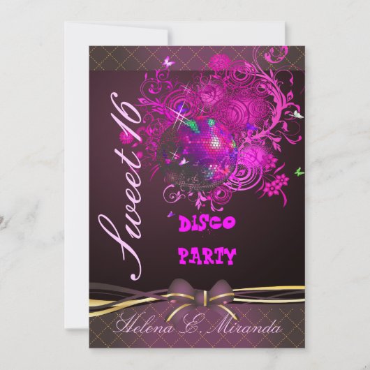 PixDezines Disco Ball Sweet 16/ princess/tiara Einladung (Vorderseite)