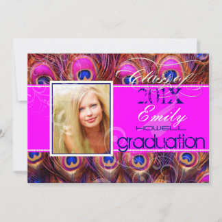 PixDezines diy 2012 Grads, rosa Pfau Einladung