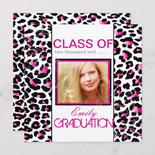 PixDezines diy 2012 graduation, cheetah Einladung (Vorne/Hinten)