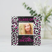 PixDezines diy 2012 graduation, cheetah Einladung (Stehend Vorderseite)