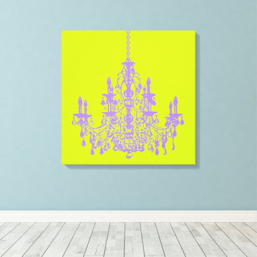 PixDezines DIY Bckgrnd/lila Kristallleuchter Leinwanddruck (Insitu (Holzboden))