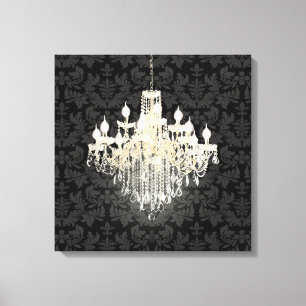 PixDezines DIY Color Damask/Crystal Chandelier Leinwanddruck