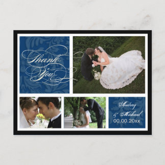 PixDezines DIY Color/Damask Fotos Vielen Dank Postkarte