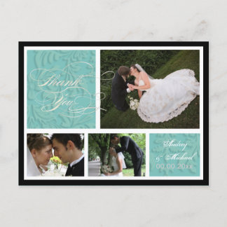 PixDezines DIY Color/Damask Fotos Vielen Dank Postkarte