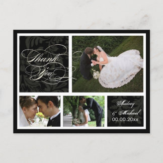 PixDezines DIY Color/Damask Fotos Vielen Dank Postkarte
