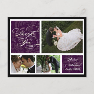 PixDezines DIY Color/Damask Fotos Vielen Dank Postkarte