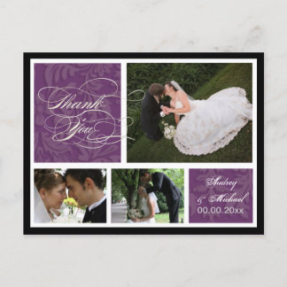 PixDezines DIY Color/Damask Fotos Vielen Dank Postkarte