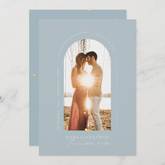 PixDezines DIY color Dusty Blue Arch Rett Date Einladung (Vorne/Hinten)