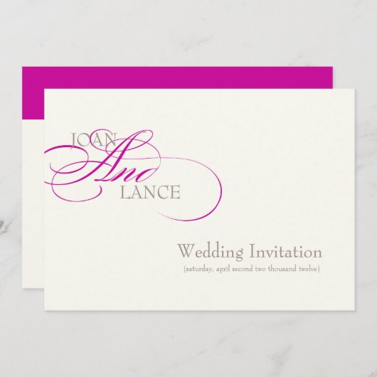 PixDezines DIY color, fuschia.. extravaganter Schr Einladung (Vorne/Hinten)