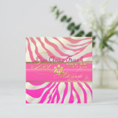 PixDezines DIY color/Pink Zebra, Bat Mitzvah Einladung (Stehend Vorderseite)