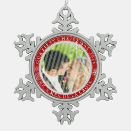 PixDezines DIY Colors Unser erstes Weihnachtsfest  Schneeflocken Zinn-Ornament