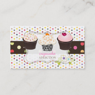 PixDezines diy cupcake+polka Punkte Visitenkarte