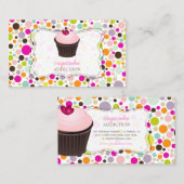 PixDezines diy cupcake+Regenbogenpolka-Punkte Visitenkarte (Vorne/Hinten)