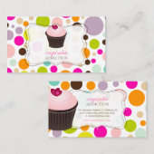 PixDezines diy cupcake+Regenbogenpolka-Punkte Visitenkarte (Vorne/Hinten)