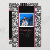 PixDezines diy Ereignis. Monogramm Fidora-Damast Einladung (Vorne/Hinten)