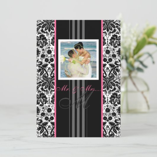 PixDezines diy event+color. monogramm-Damast Einladung (Stehend Vorderseite)