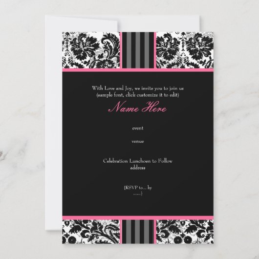 PixDezines diy event+color. monogramm-Damast Einladung (Rückseite)