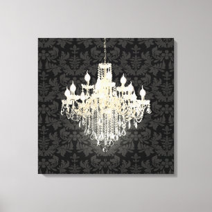 PixDezines DIY Farb-Damaskus/Kristall-Kronleuchter Leinwanddruck