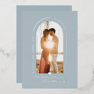 PixDezines DIY-Farbe Dusty Blue Arch Hochzeitseinl Folieneinladung
