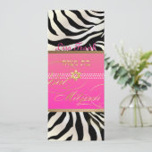 PixDezines DIY Farbe/natürliches Zebra, Bat Mitzva Einladung (Stehend Vorderseite)