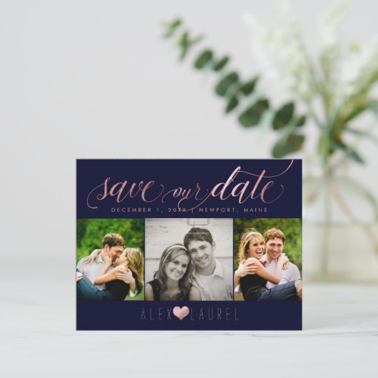 PixDezines DIY Farbe/Rett unserer Date/Imitats Ros Postkarte (Stehend Vorderseite)