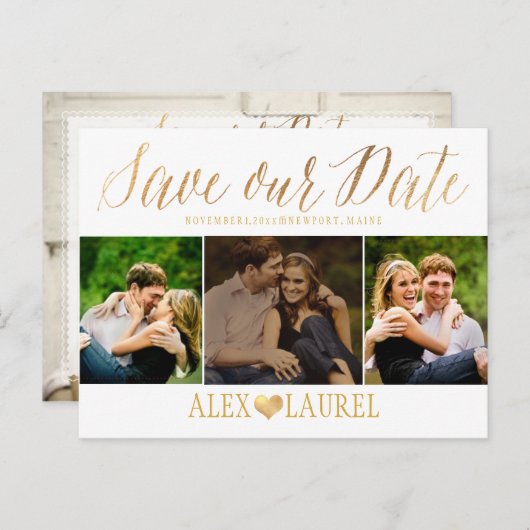 PixDezines DIY Farbe/Rett unseres Date/Fun Skripts Ankündigungspostkarte (Vorne/Hinten)