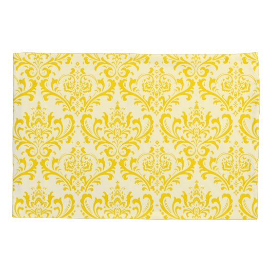 PixDezines DIY Farbe/Rossi Damask/Gelb Kissenbezug (Rückseite-Links)